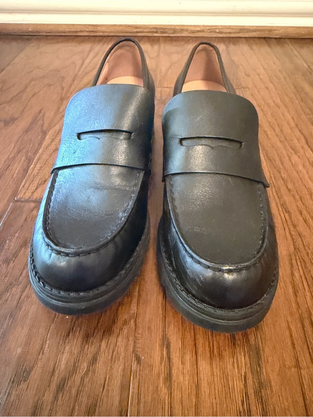 Cole Haan Camea Black Slip On Penny Loafers Chunky Lug Sole Women's 8B W28816